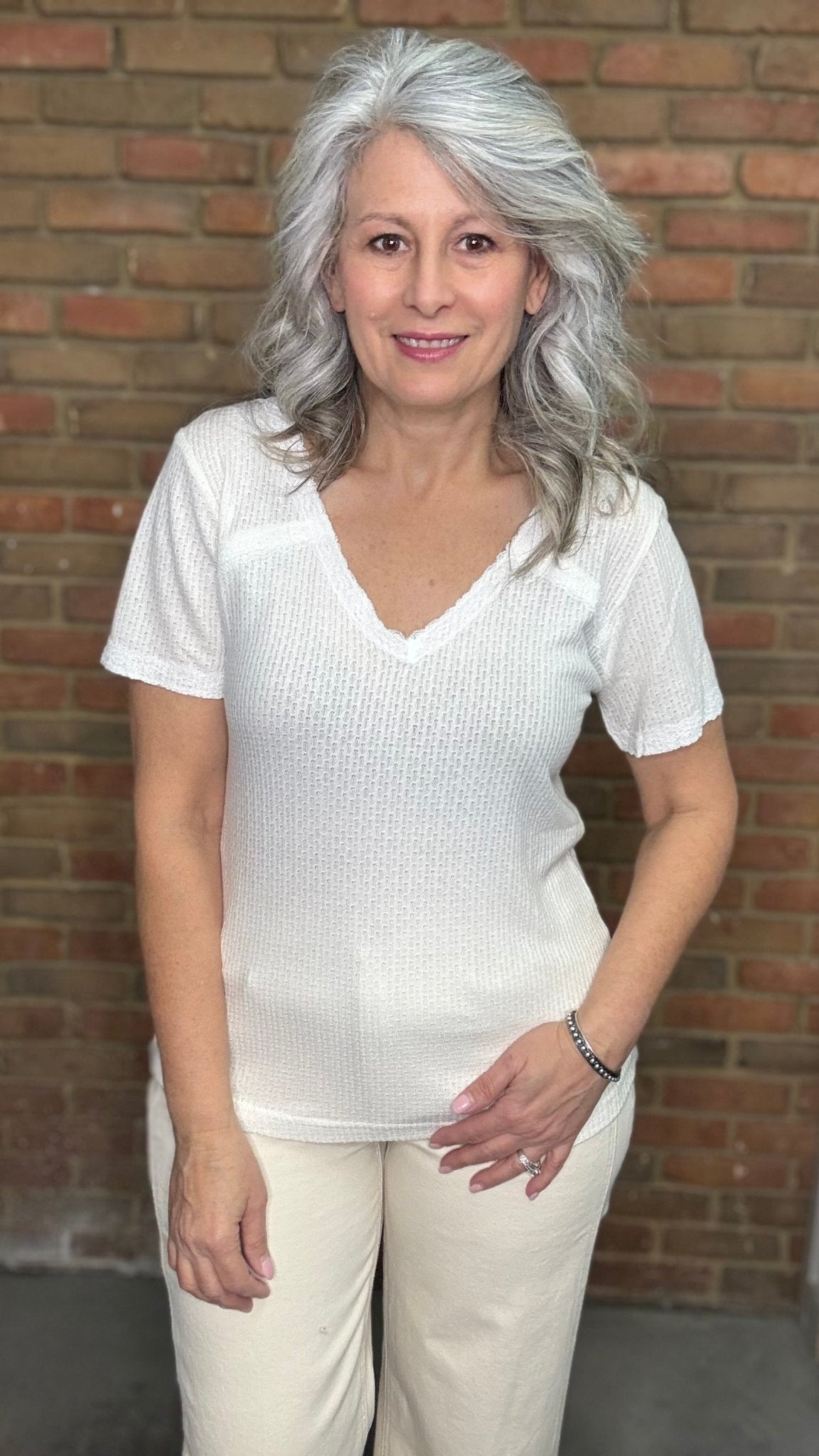 V - Neck Basic Top - Vintage Vault Boutique