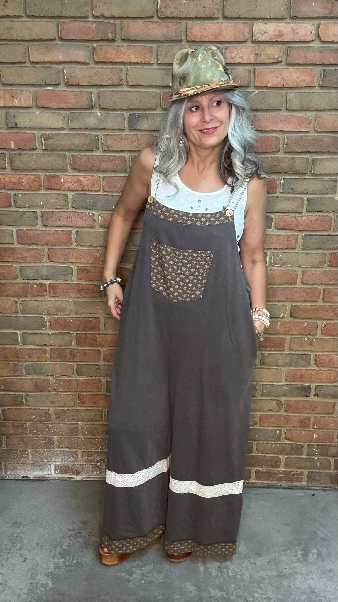 Mocha Wide Leg Washed Terry Overalls - Vintage Vault Boutique