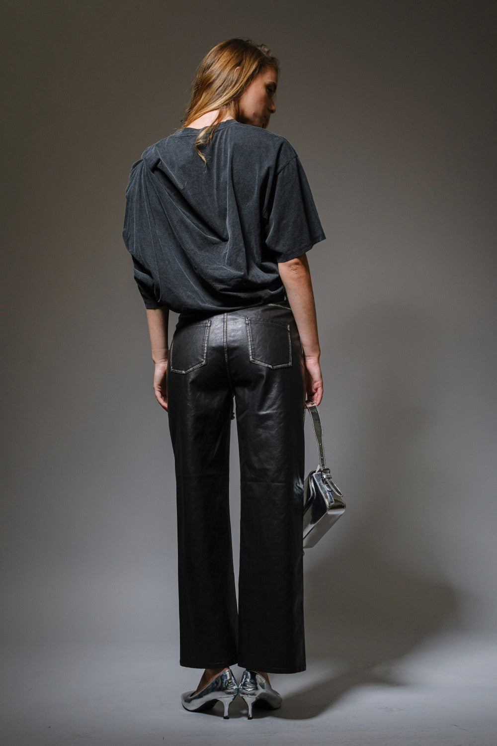 Washed Draped Pleated T-Shirt