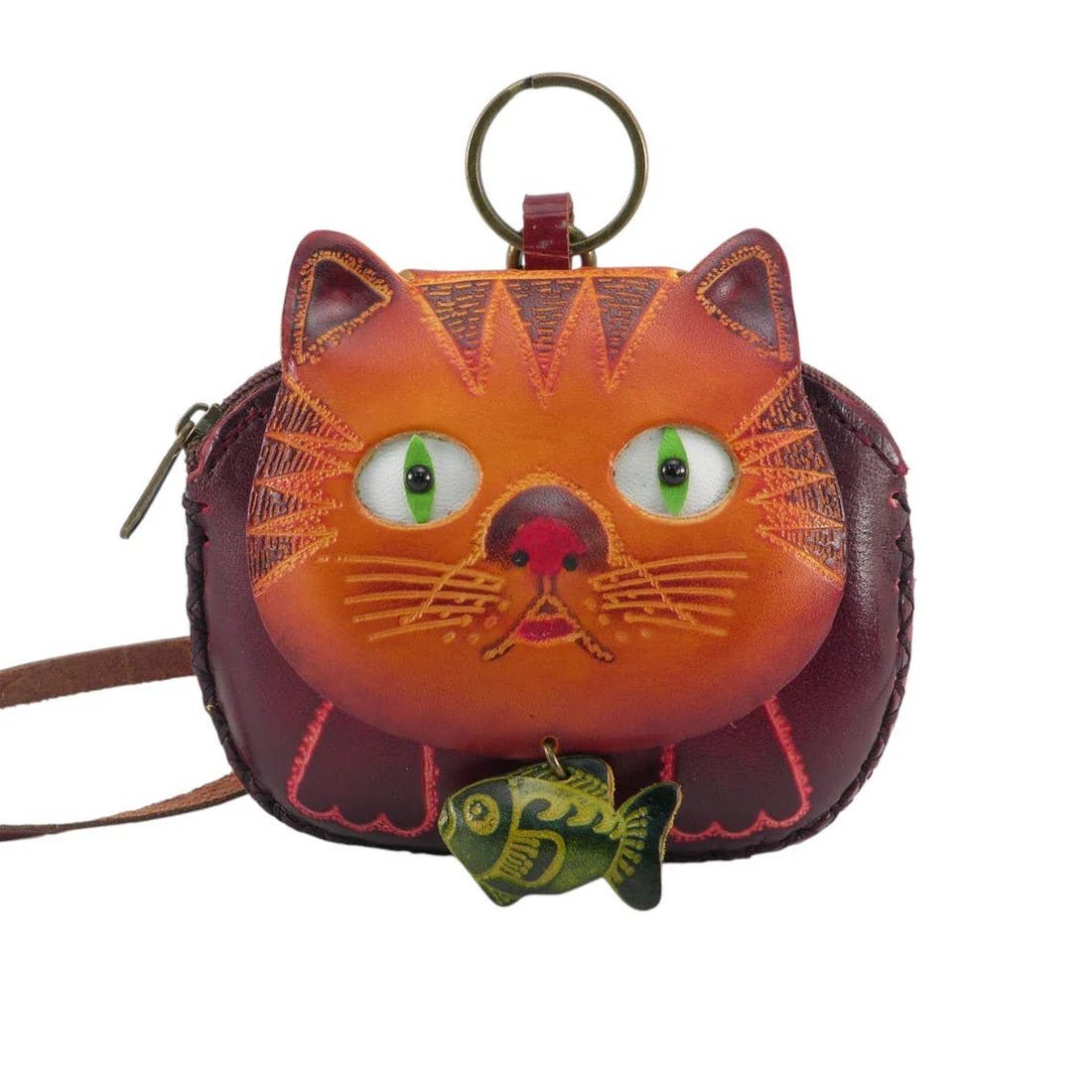 Leather Cat with Fish Wristlet - Vintage Vault Boutique
