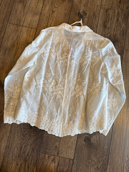 White Embroidered Collared Shirt