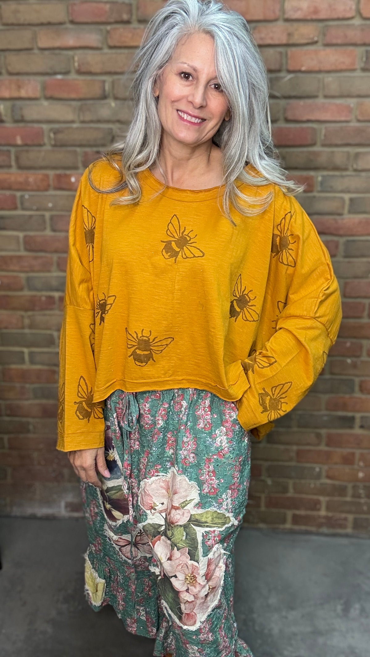 Orange Bee Cropped Top