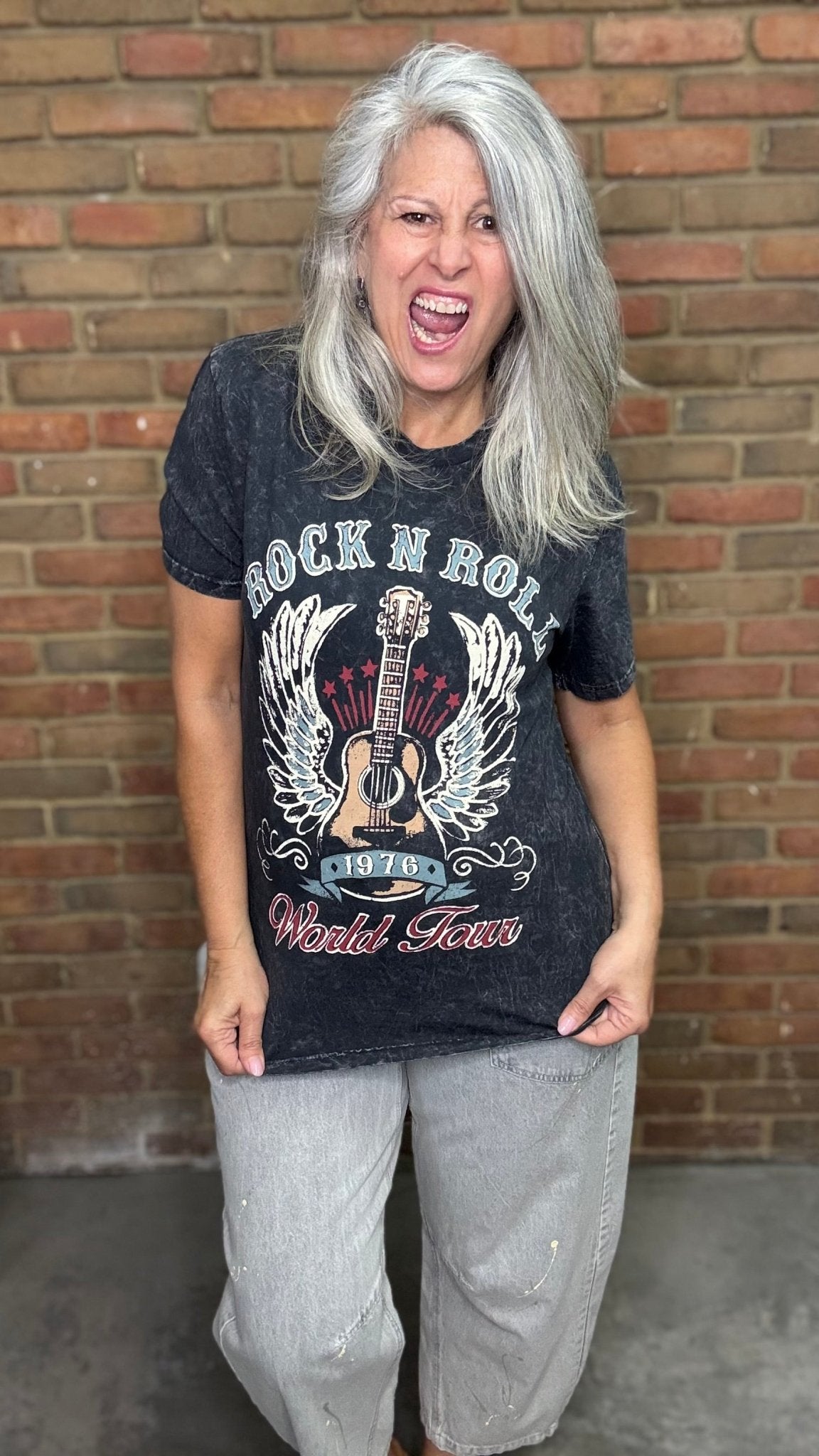 Vintage Washed Rock and Roll T-Shirt - Vintage Vault Boutique