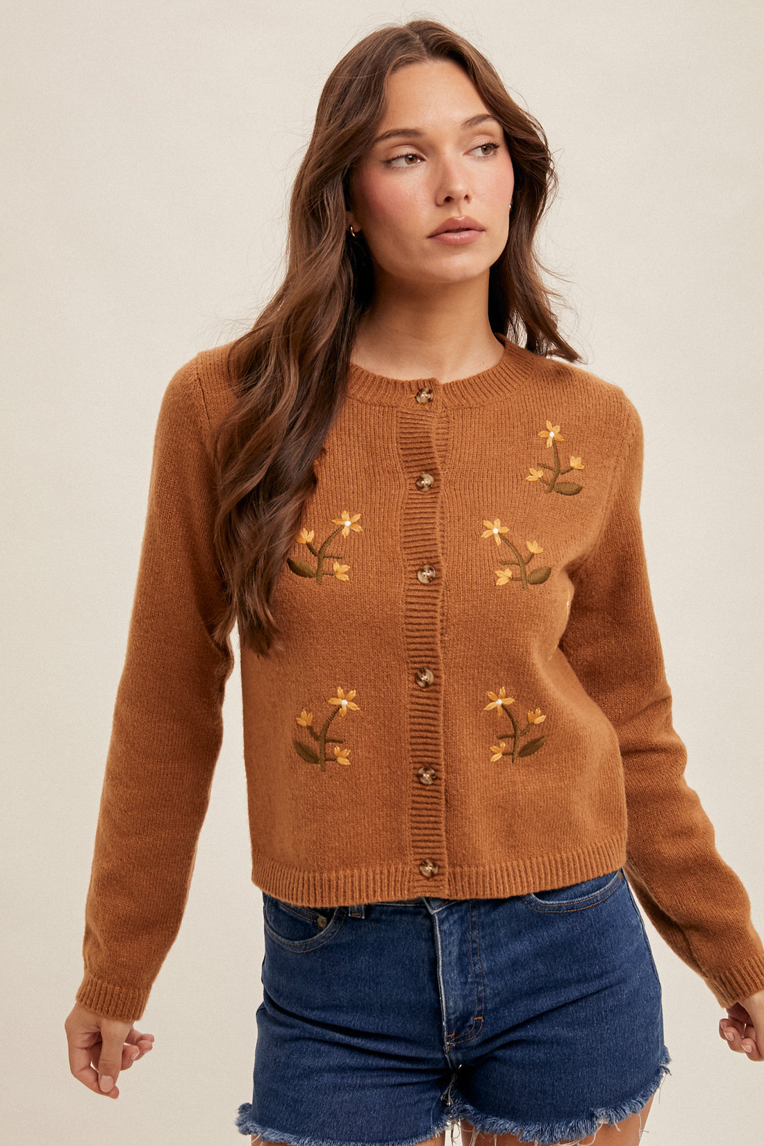 Floral Embroidery Sweater Cardigan 