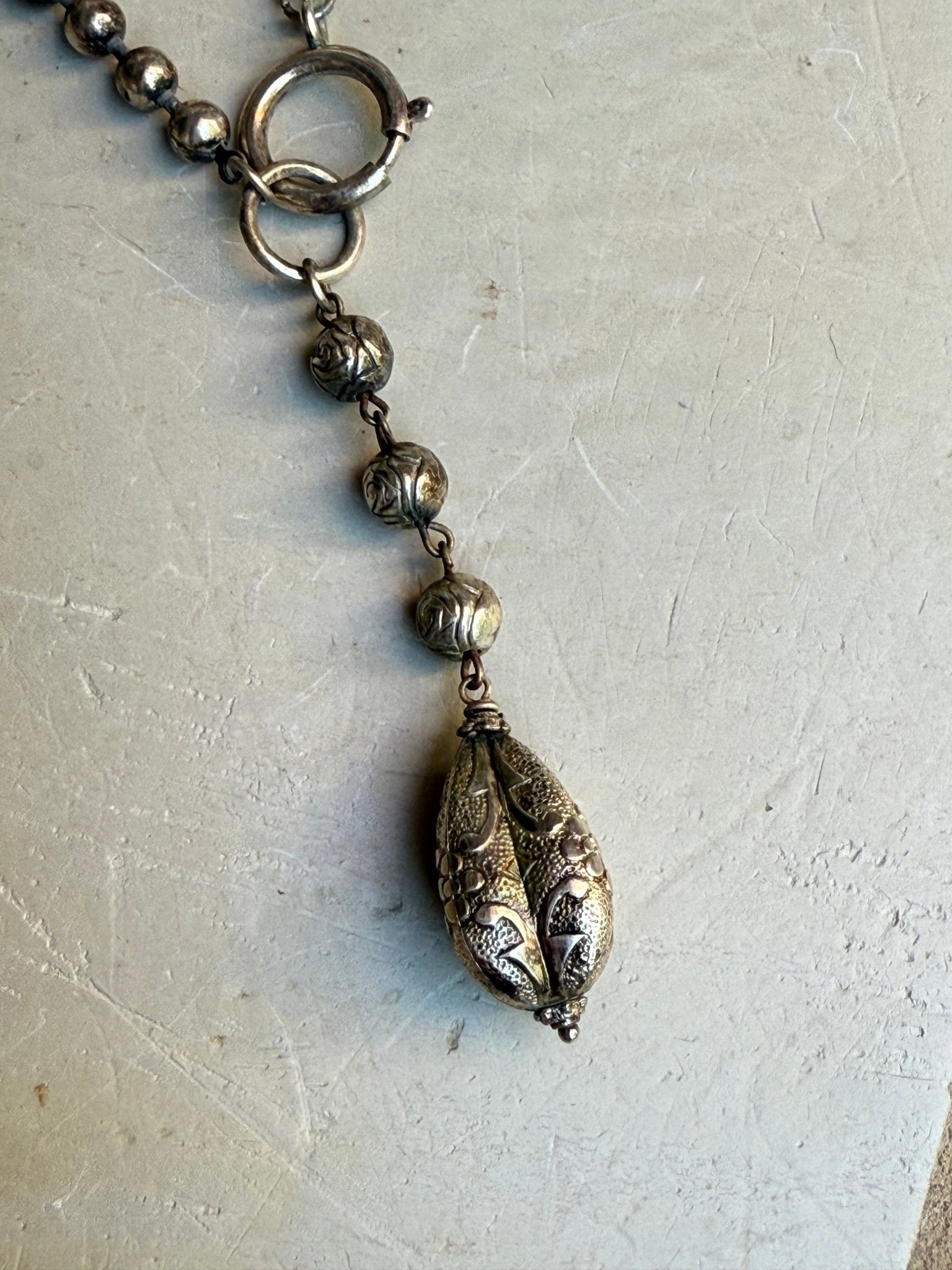 EKD Silver Drop Necklace - Vintage Vault Boutique