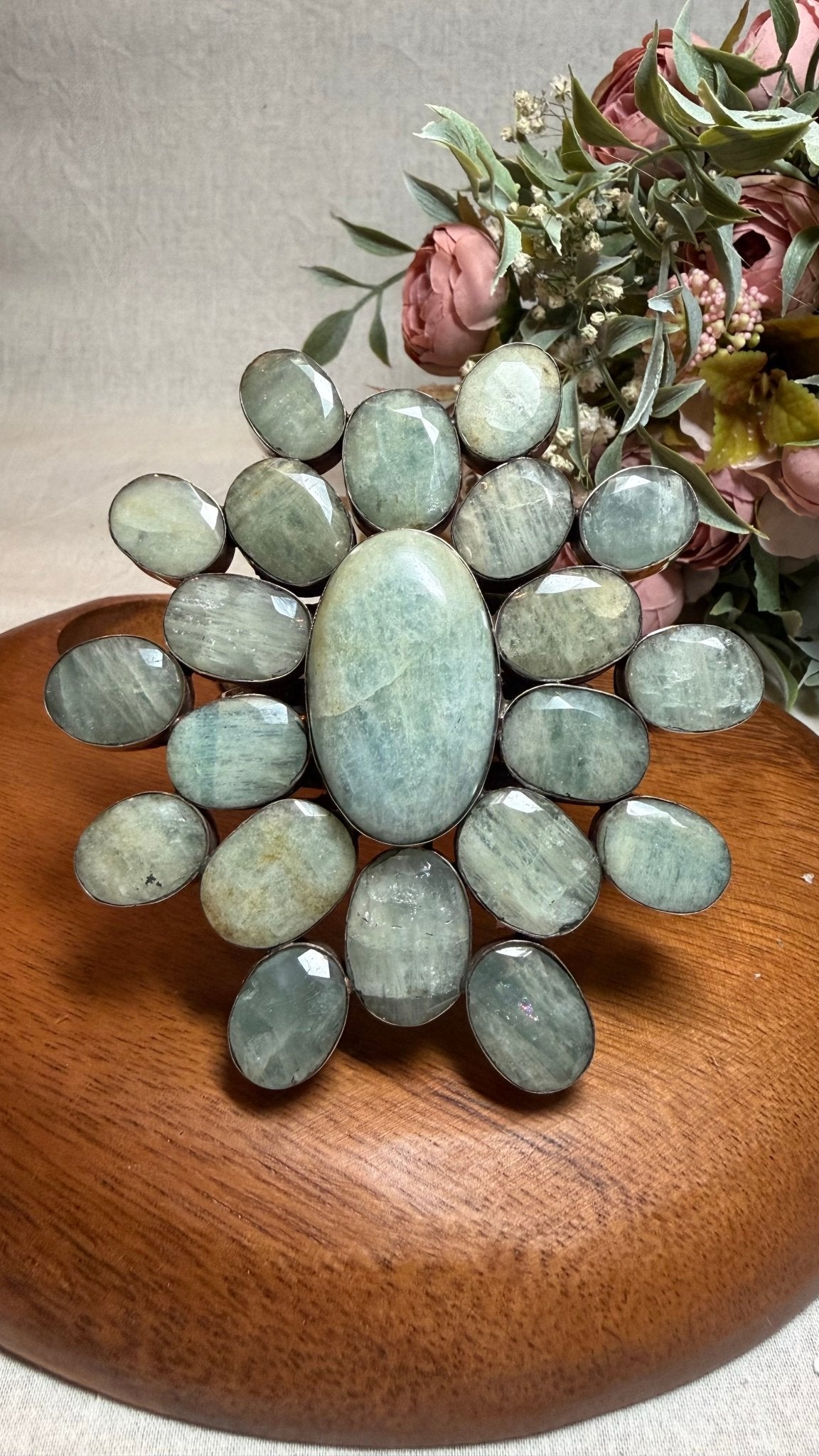 Large Aquamarine Cuff - Vintage Vault Boutique
