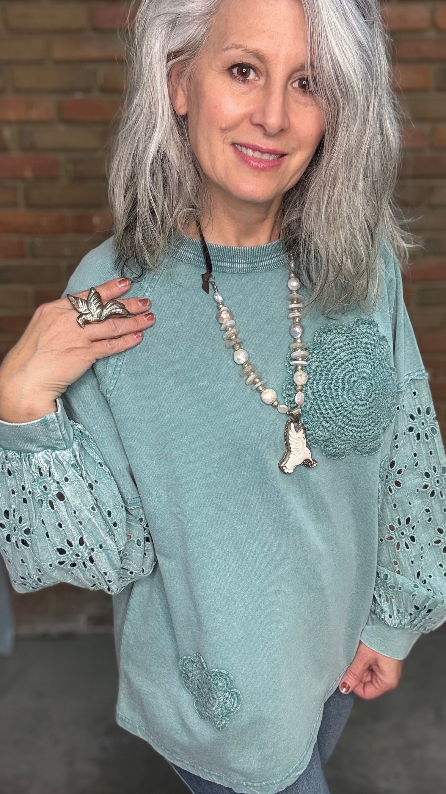 Eyelet Lace Pullover