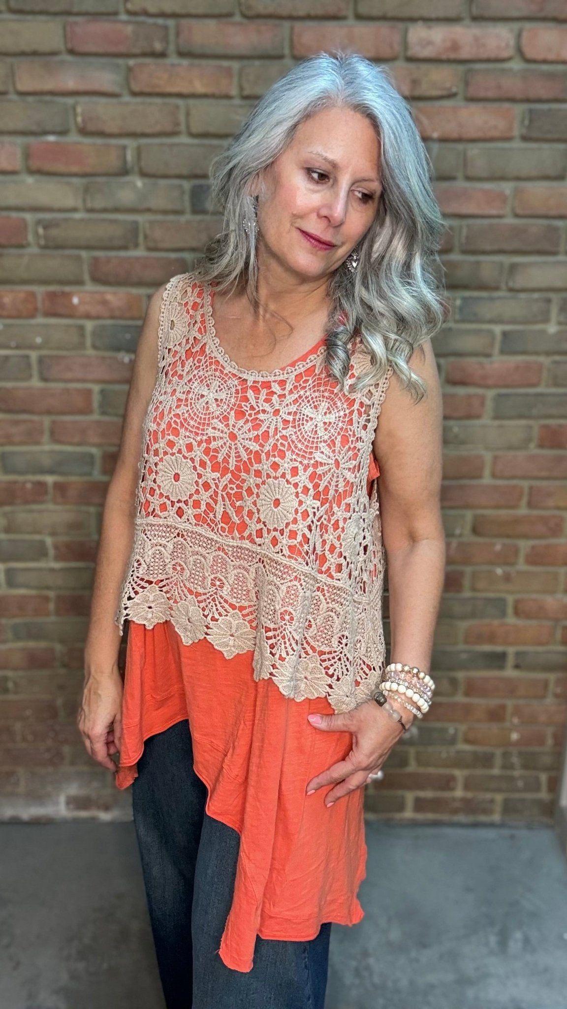 Beyond The Moon Tank - Tangerine - Vintage Vault Boutique
