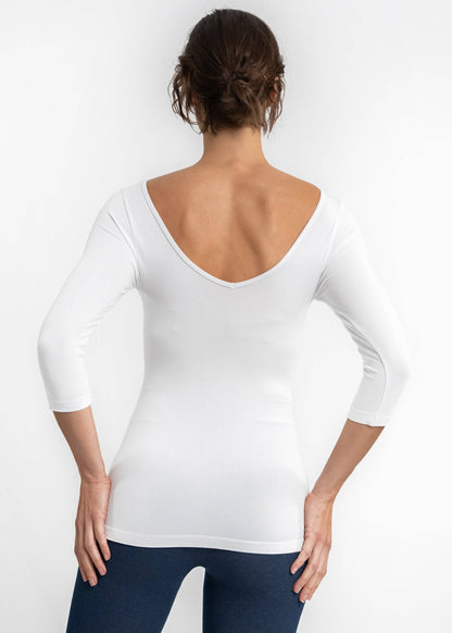 Three Quarter Sleeve V-Neck Top