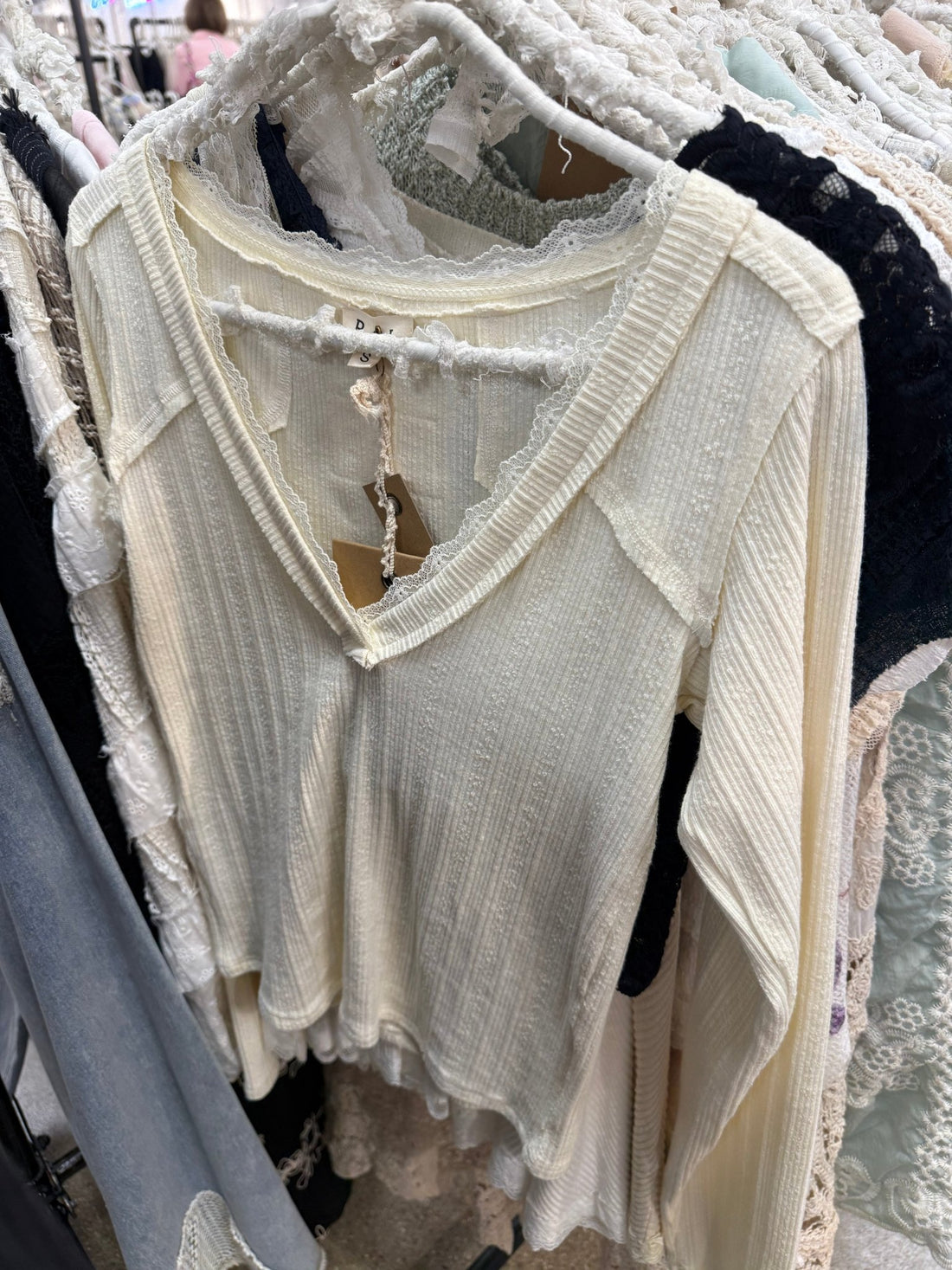 V - Neck Long Sleeve Basic Top - Vintage Vault Boutique