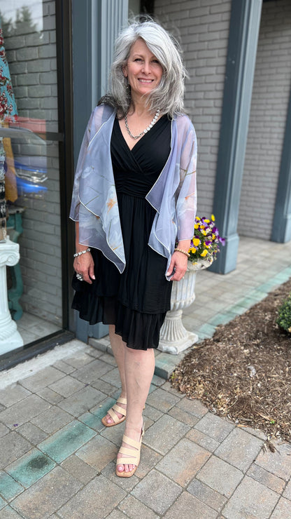 Silk Layered V-Neck Dress Black
