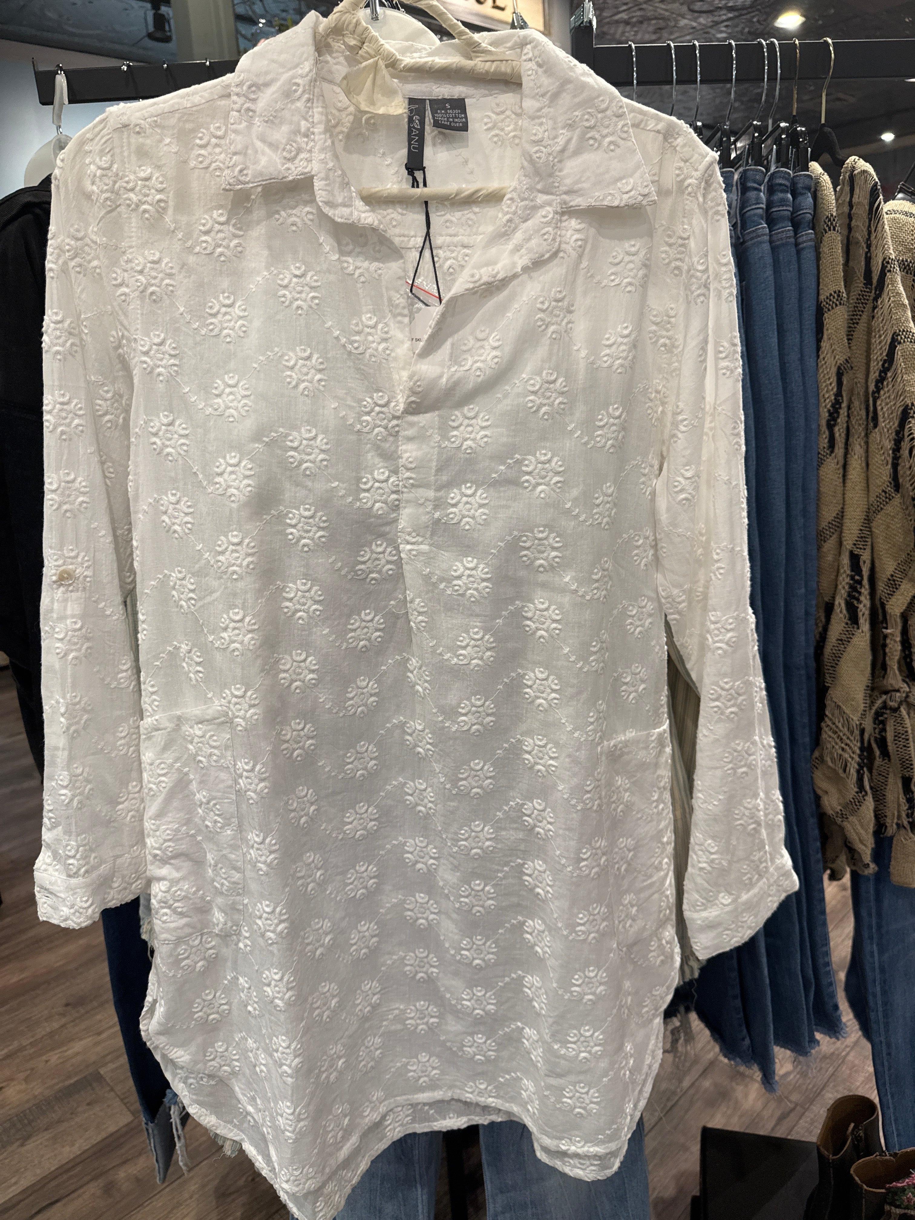 Tory Embroidery Tunic White