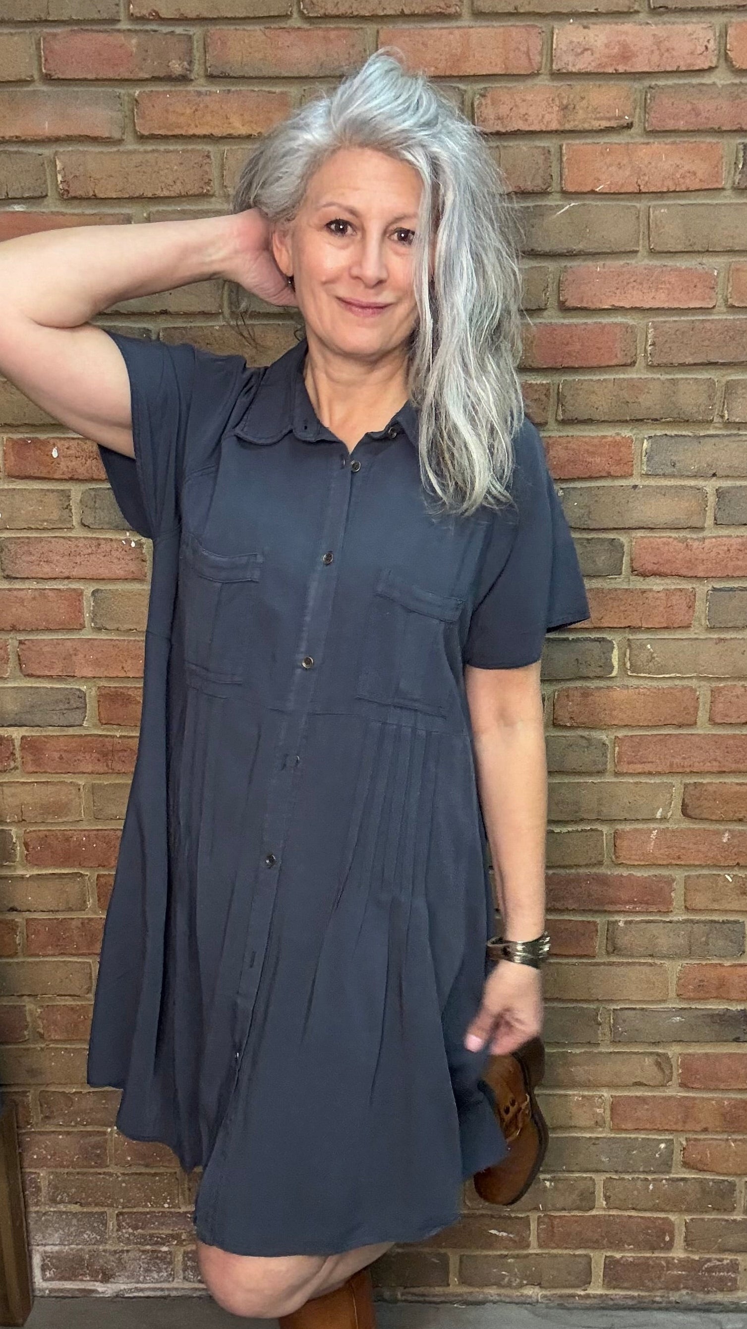 Charcoal PIntuck Shirt/Dress