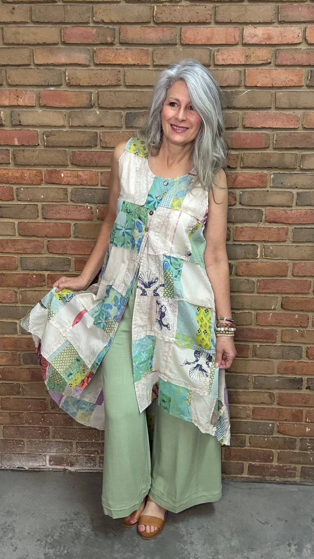 Patchwork Button Up Vest