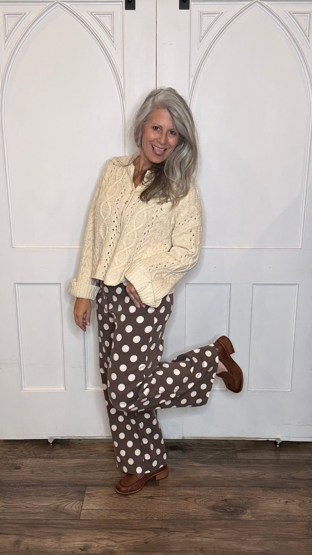 Polka Dot Straight Leg Jean