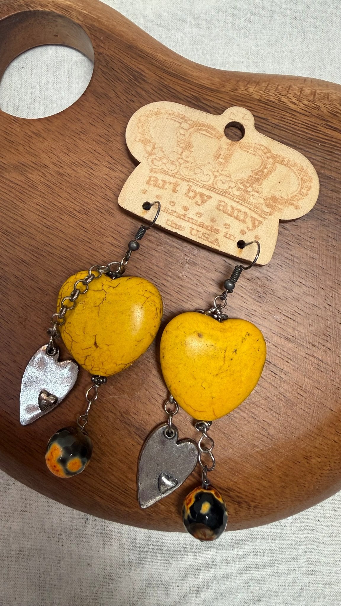 Yellow Heart Earring - Vintage Vault Boutique
