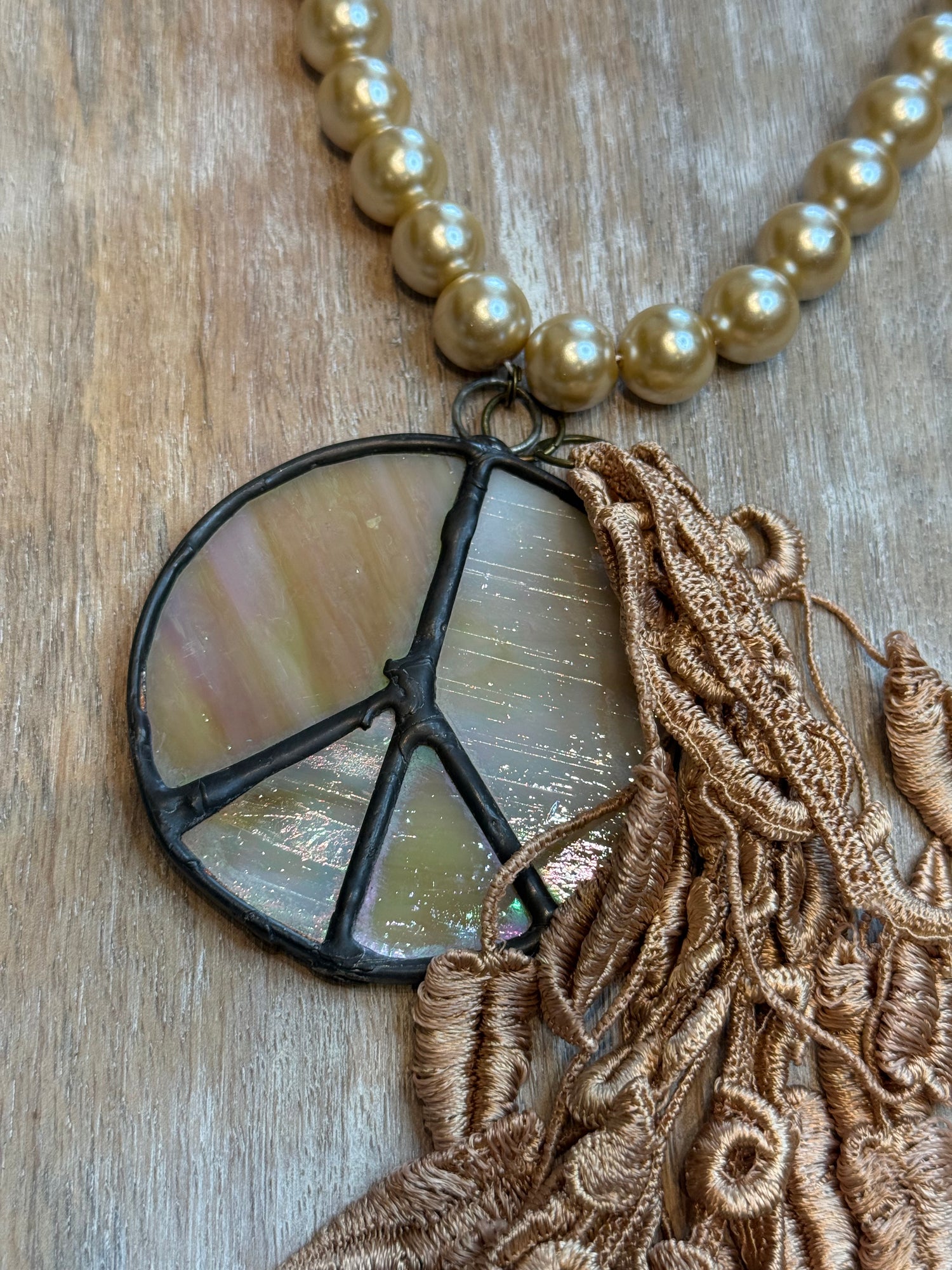Stained Glass Peace Sign Necklace