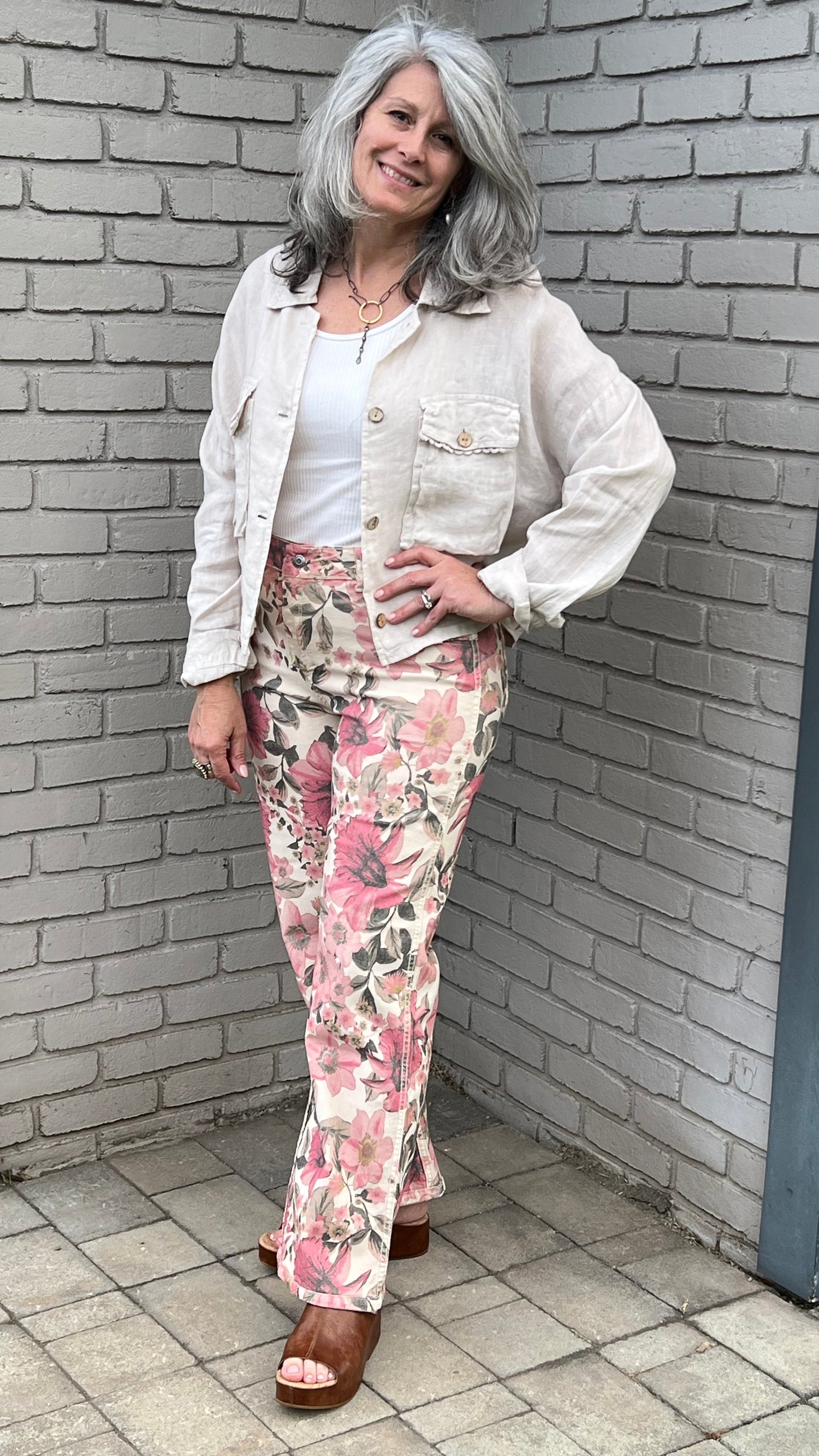 Crop Linen Beige Jacket