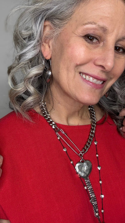 Silver Dimpled Heart Earring - Vintage Vault Boutique