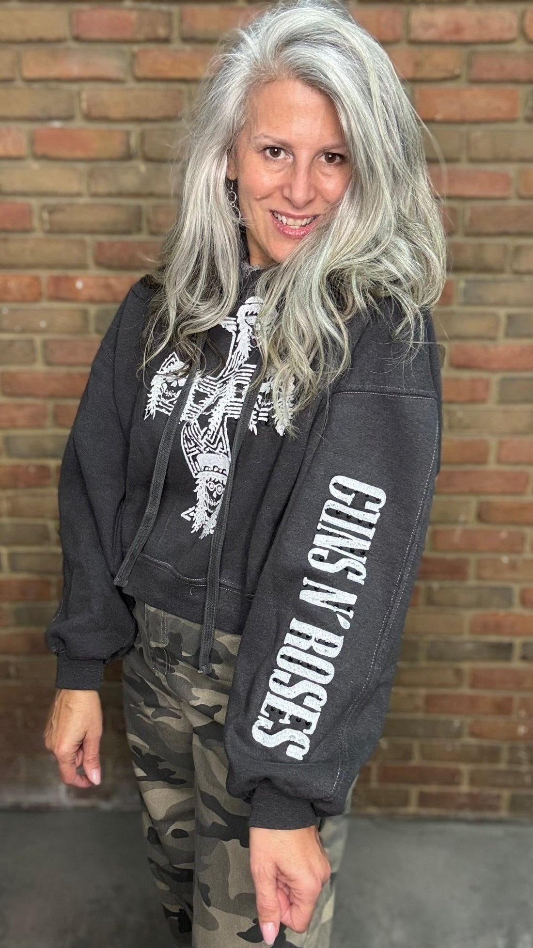Guns and Roses Cropped Hoodie - Vintage Vault Boutique