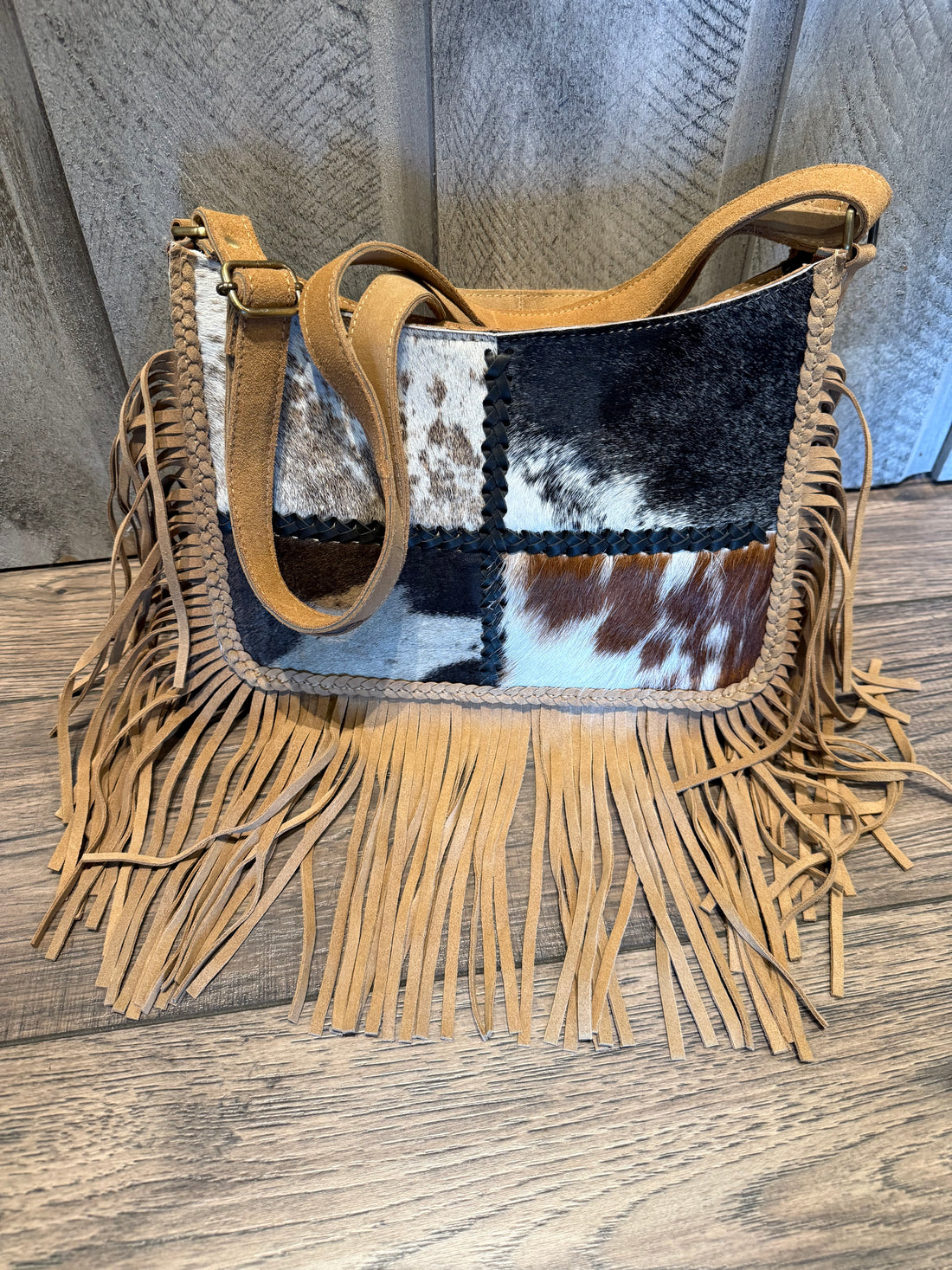Multi Cowhide Fringe Purse