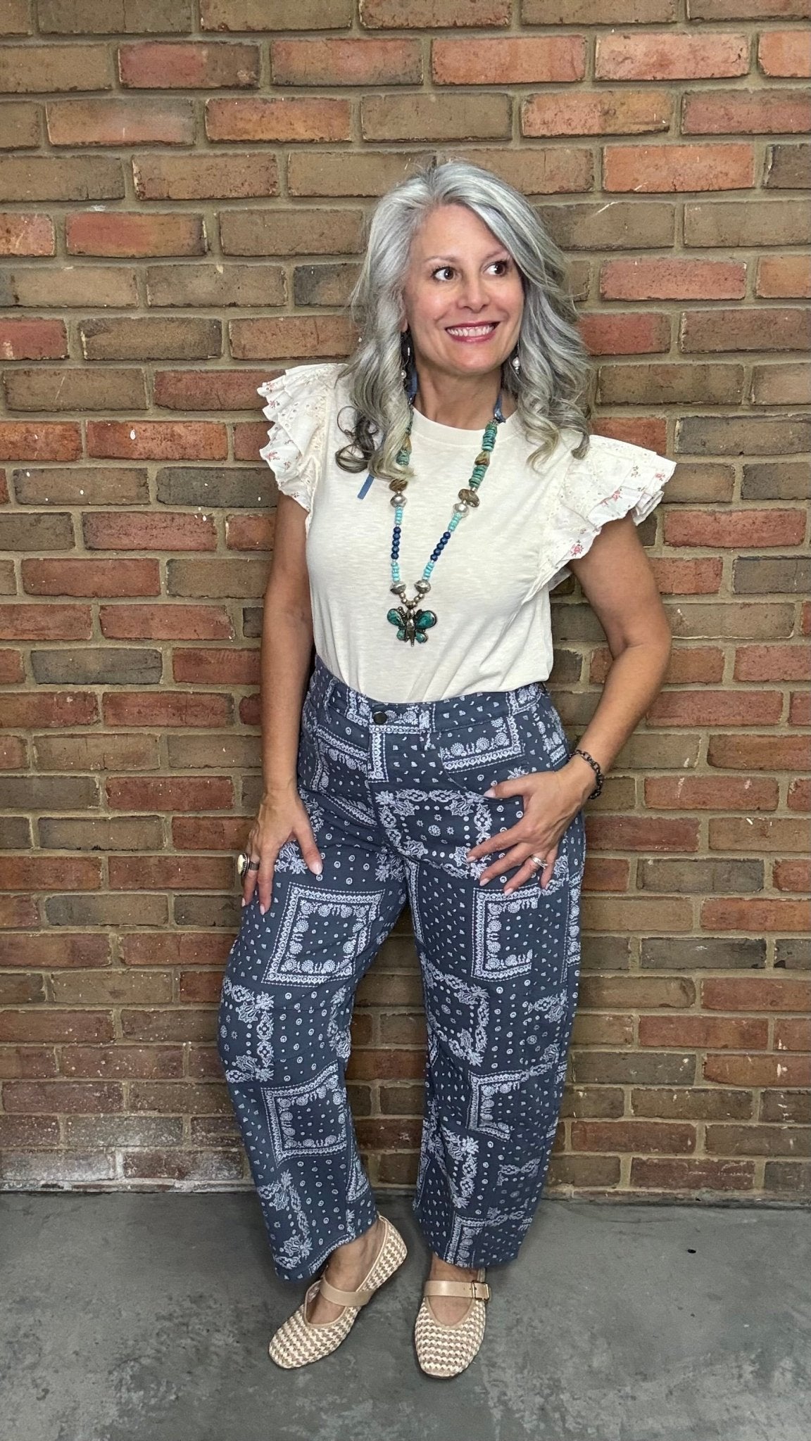 Bandana Print Barrel Pants - Vintage Vault Boutique