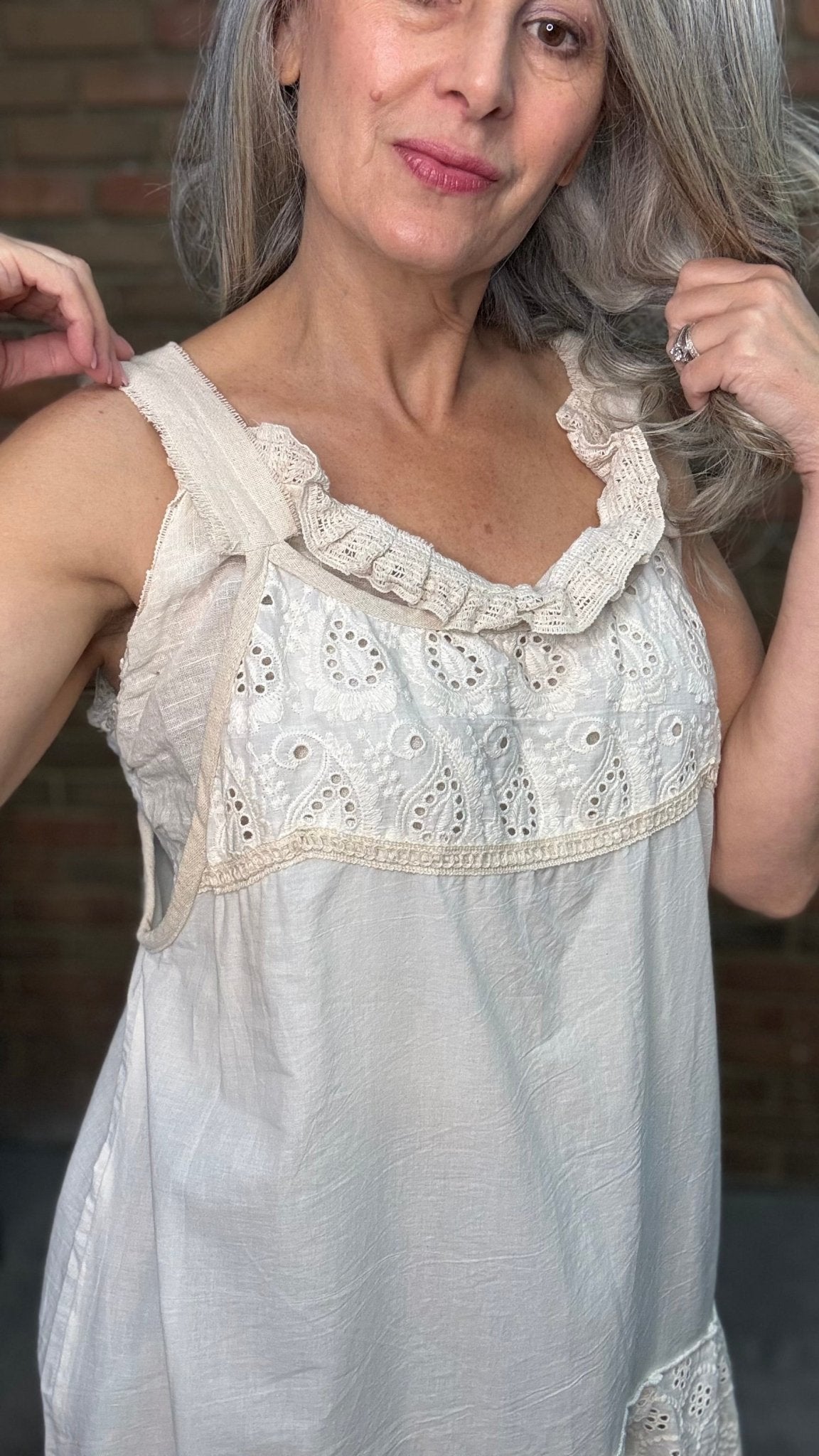 Ivory Pocket Camisole Dress - Vintage Vault Boutique