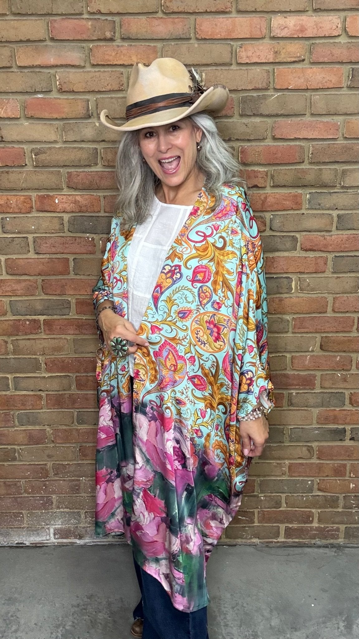 Colorful Paisley Silk Kimono - Vintage Vault Boutique