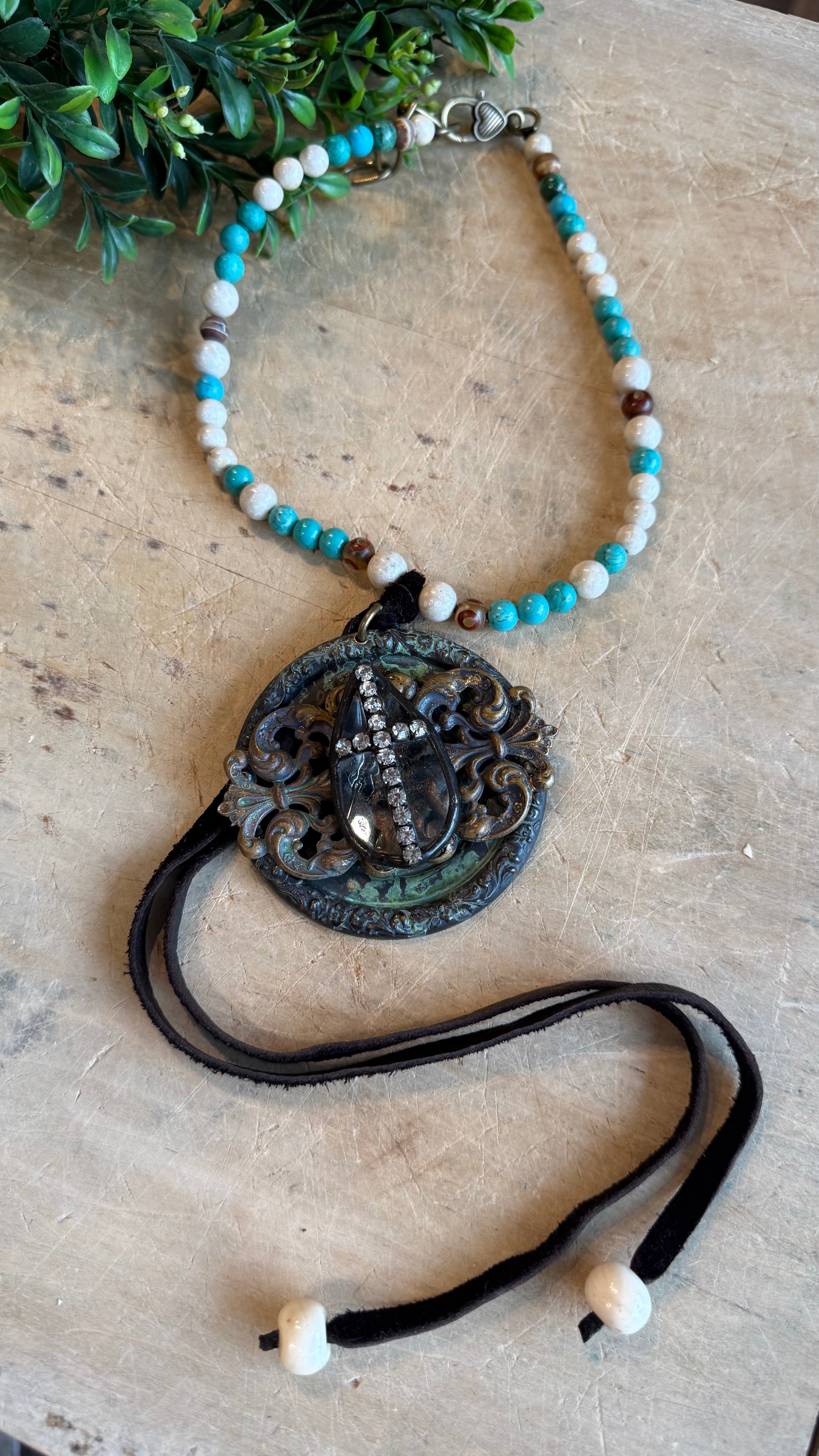 Cross Medallion on Beads with Tassel