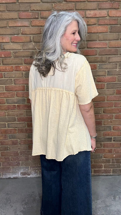 Straw Button Up Knit Top - Vintage Vault Boutique