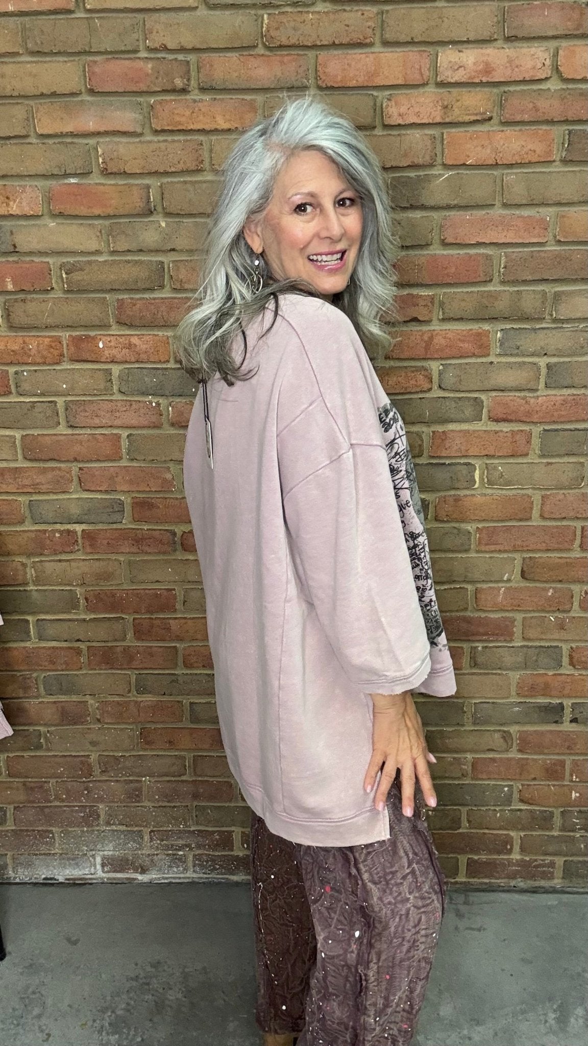 Dance With the Moon Sweatshirt - Peace Plum - Vintage Vault Boutique