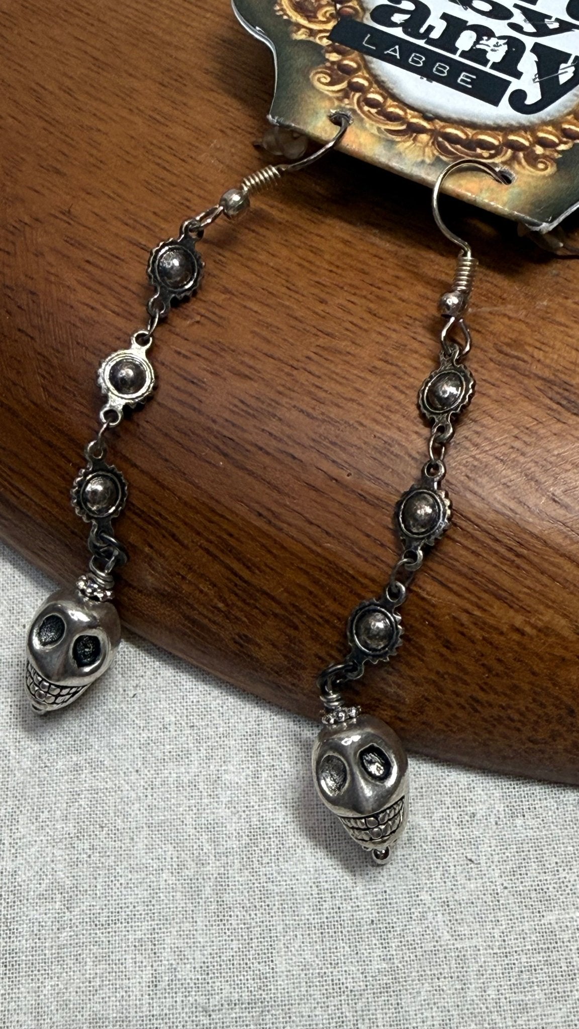 Silver Skully Earrings - Vintage Vault Boutique