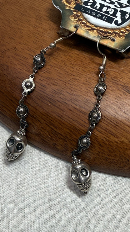 Silver Skully Earrings
