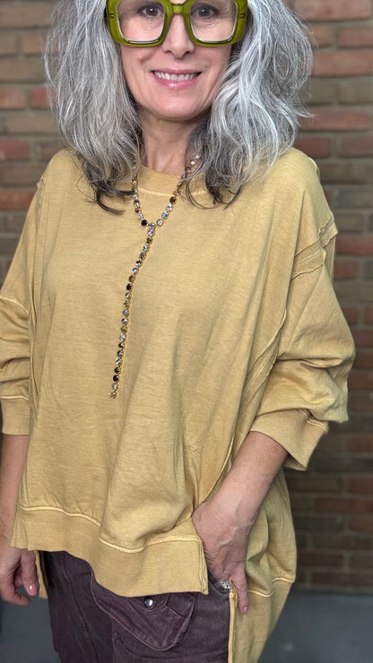 Mustard High Lo Slit Sweatshirt