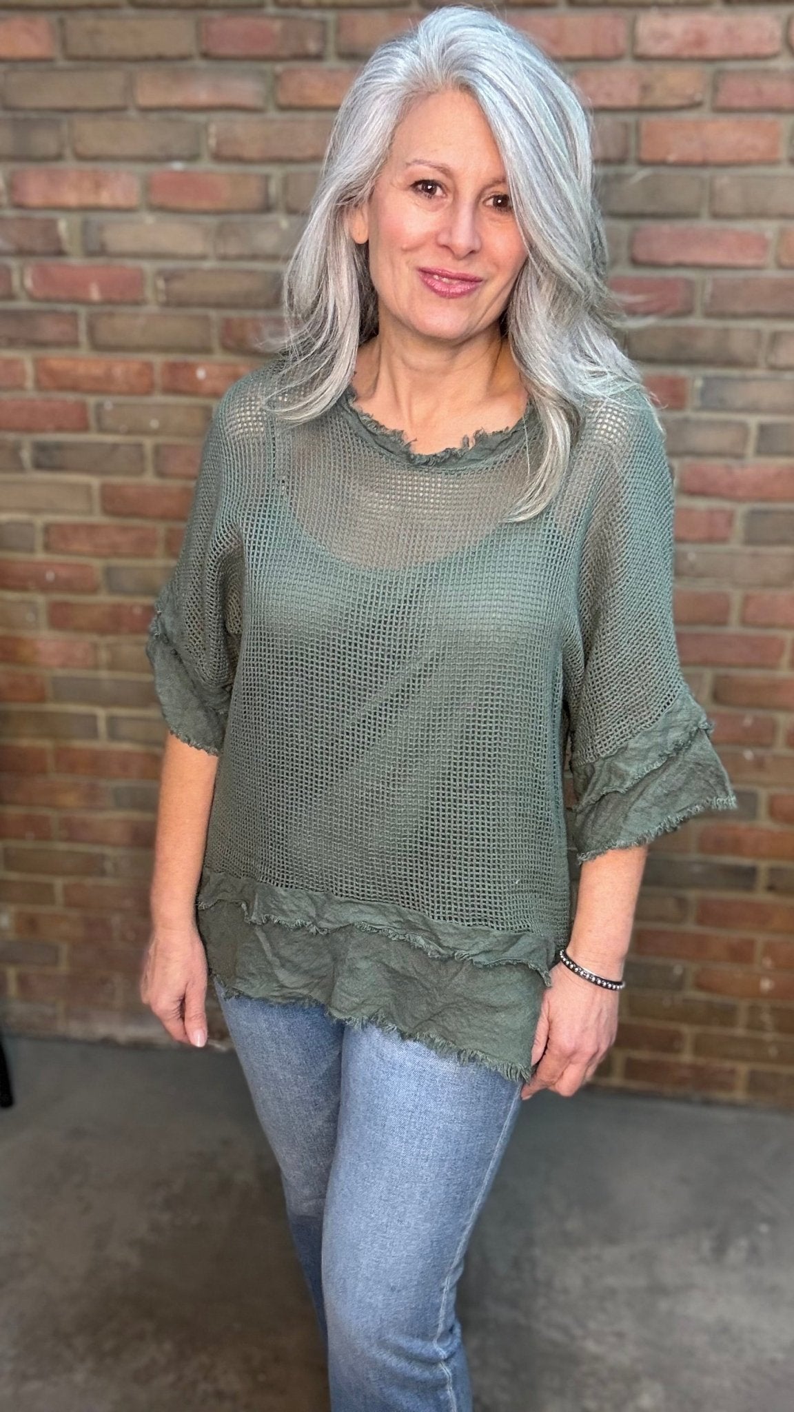 Cotton Mesh Knit Top - Vintage Vault Boutique