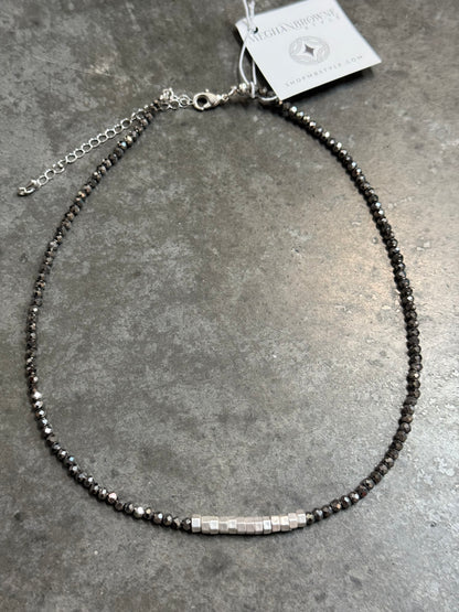 Faceted Hematite and Silver Choker Necklace