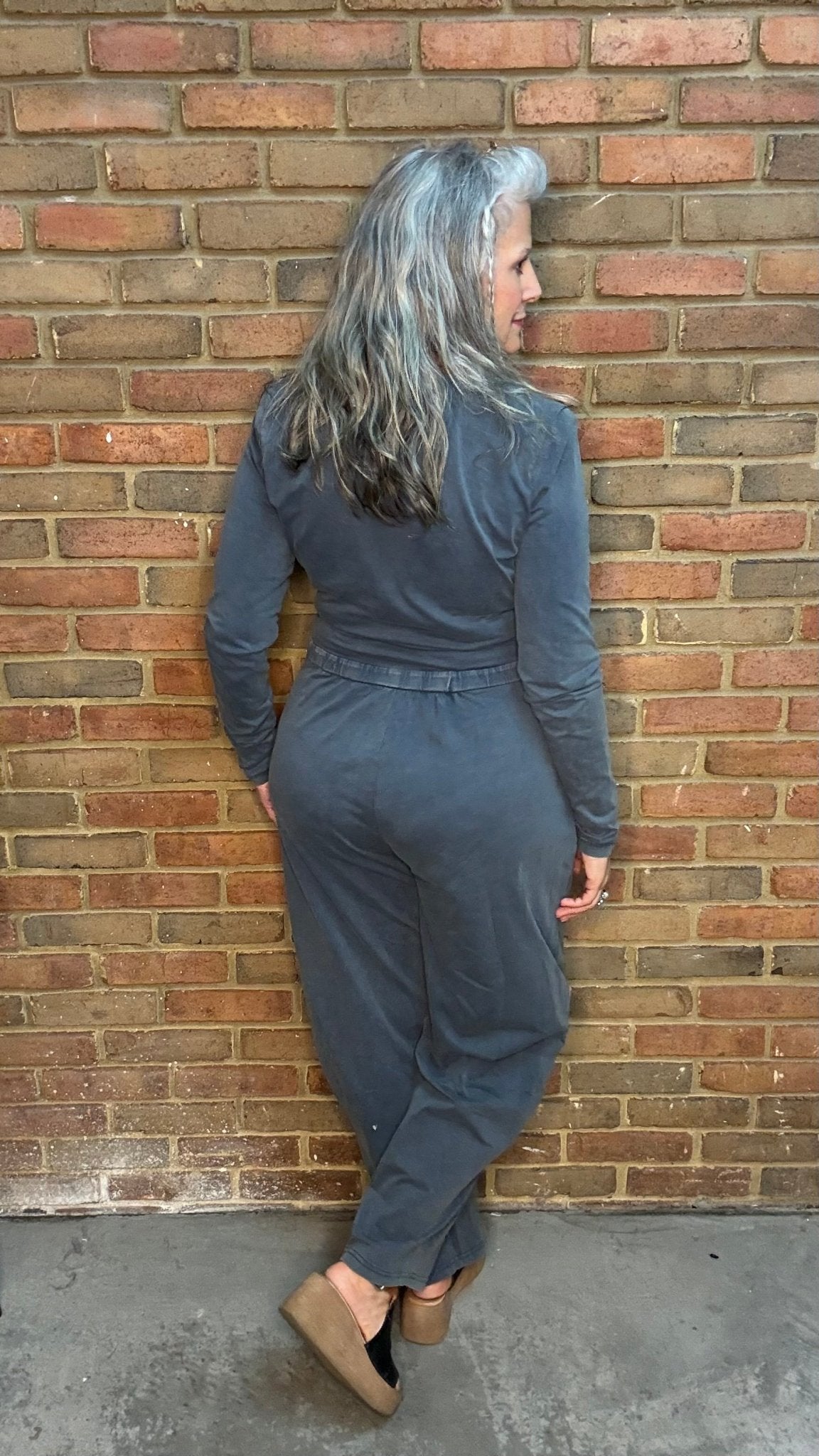 Teal Mineral Washed Tie Jumpsuit - Vintage Vault Boutique