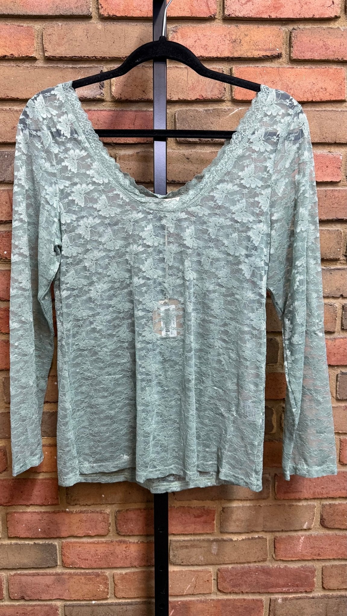 Sage Lace Layering Top - Vintage Vault Boutique
