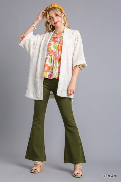 Cream Chunky Waffle Knit Cardigan