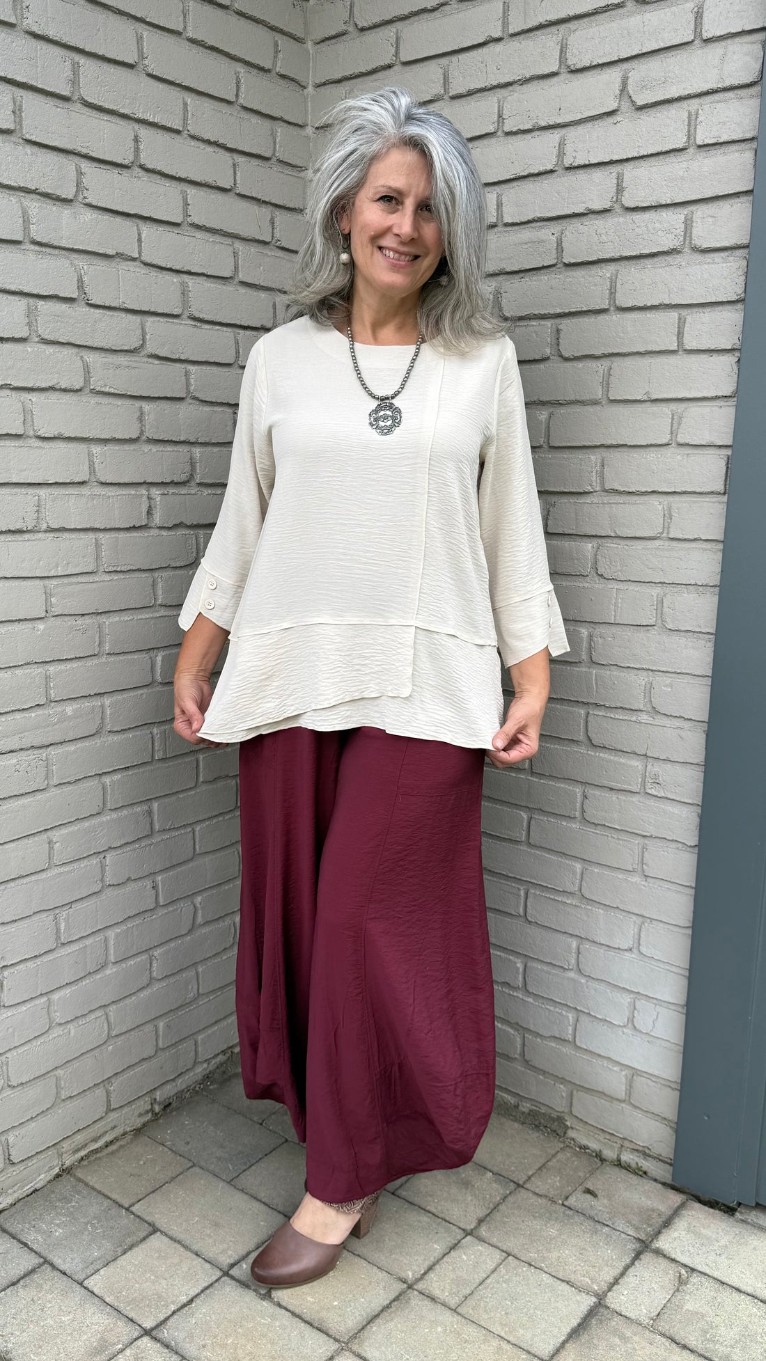 Cream Airflow Button Detail Tunic