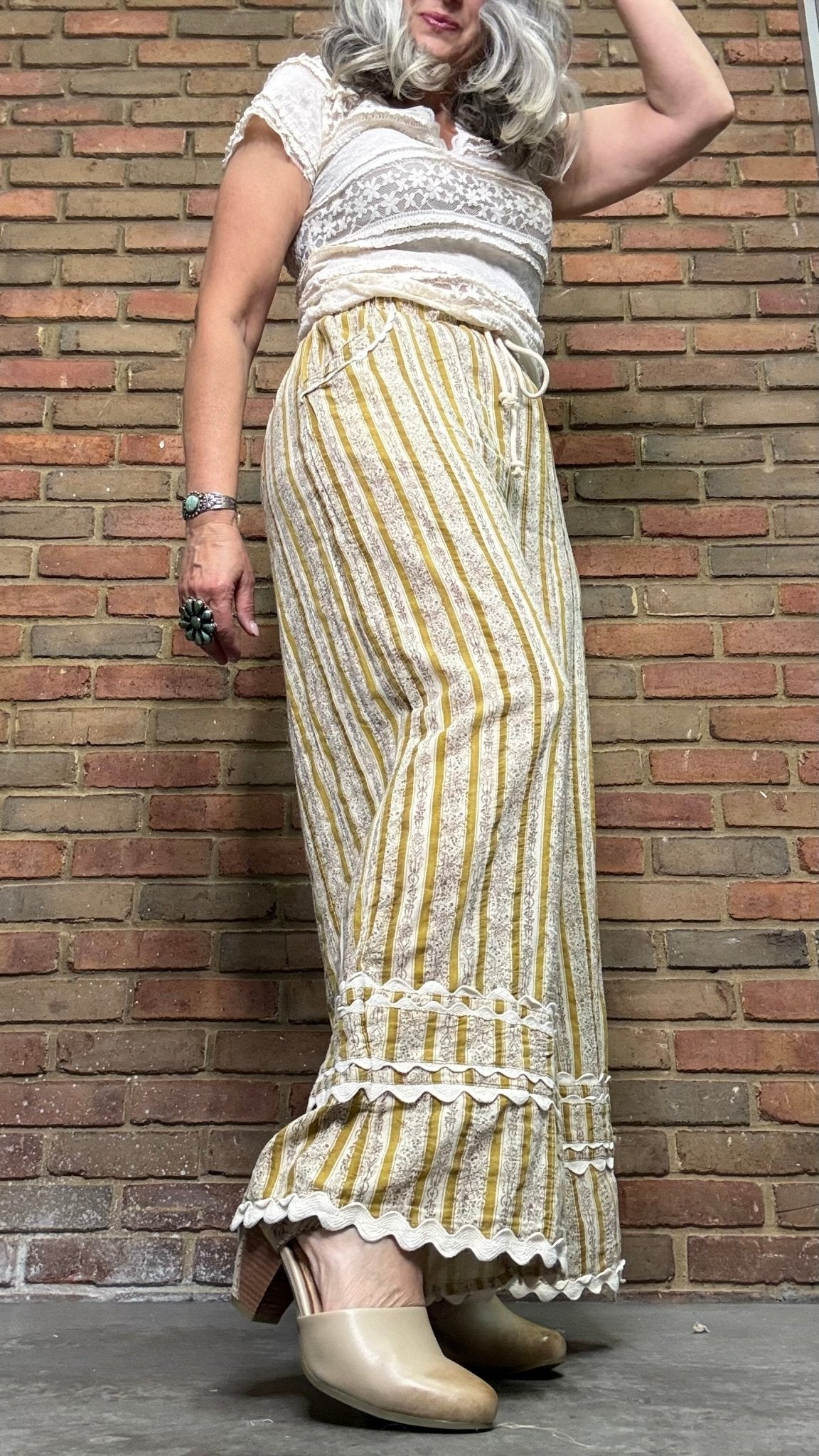 Stripe with Rick Rack Trim Pants - Vintage Vault Boutique