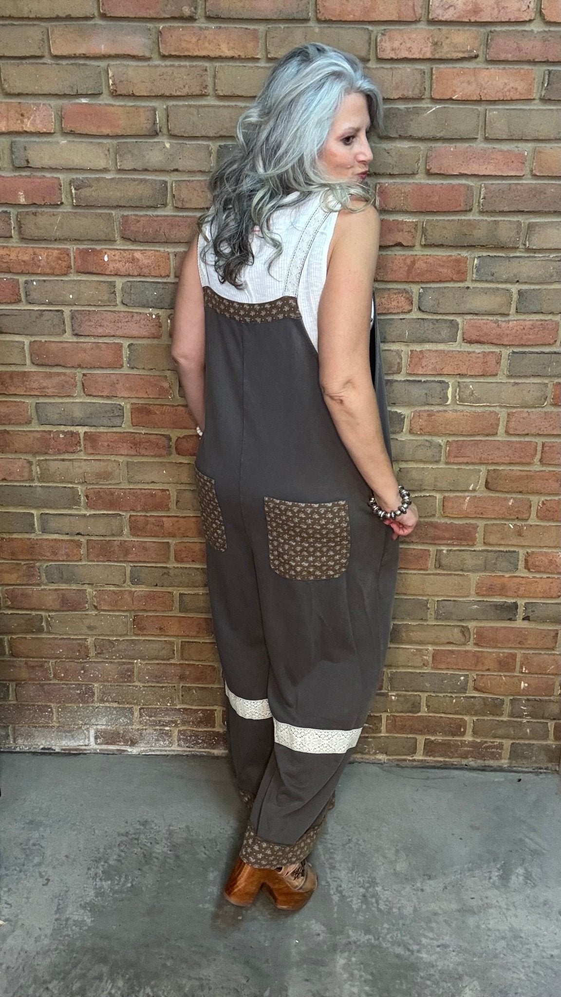 Mocha Wide Leg Washed Terry Overalls - Vintage Vault Boutique