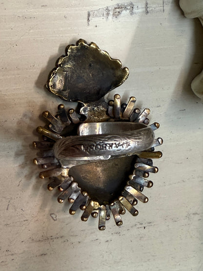 Brass Flaming Heart Ring