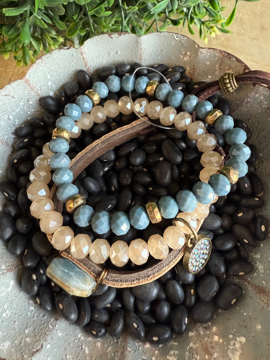 Cream/Blue Bracelet Bundle