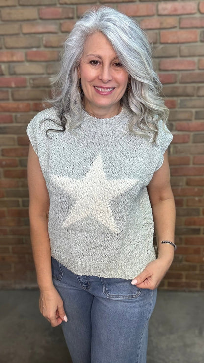 Sleeveless Star Sweater - Vintage Vault Boutique