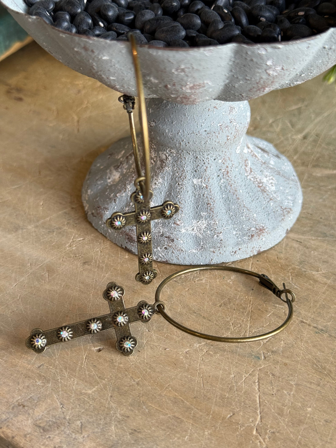 Cross Hoop Earrings