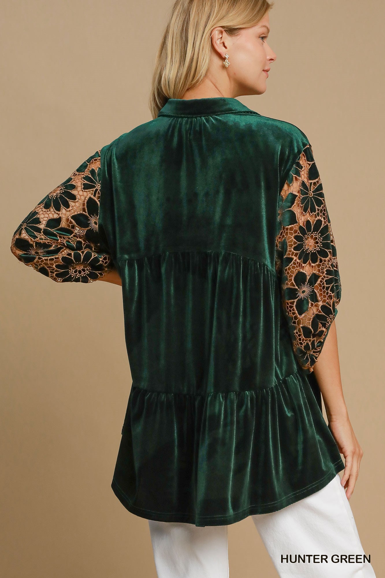 Hunter Green Velvet Tunic Top