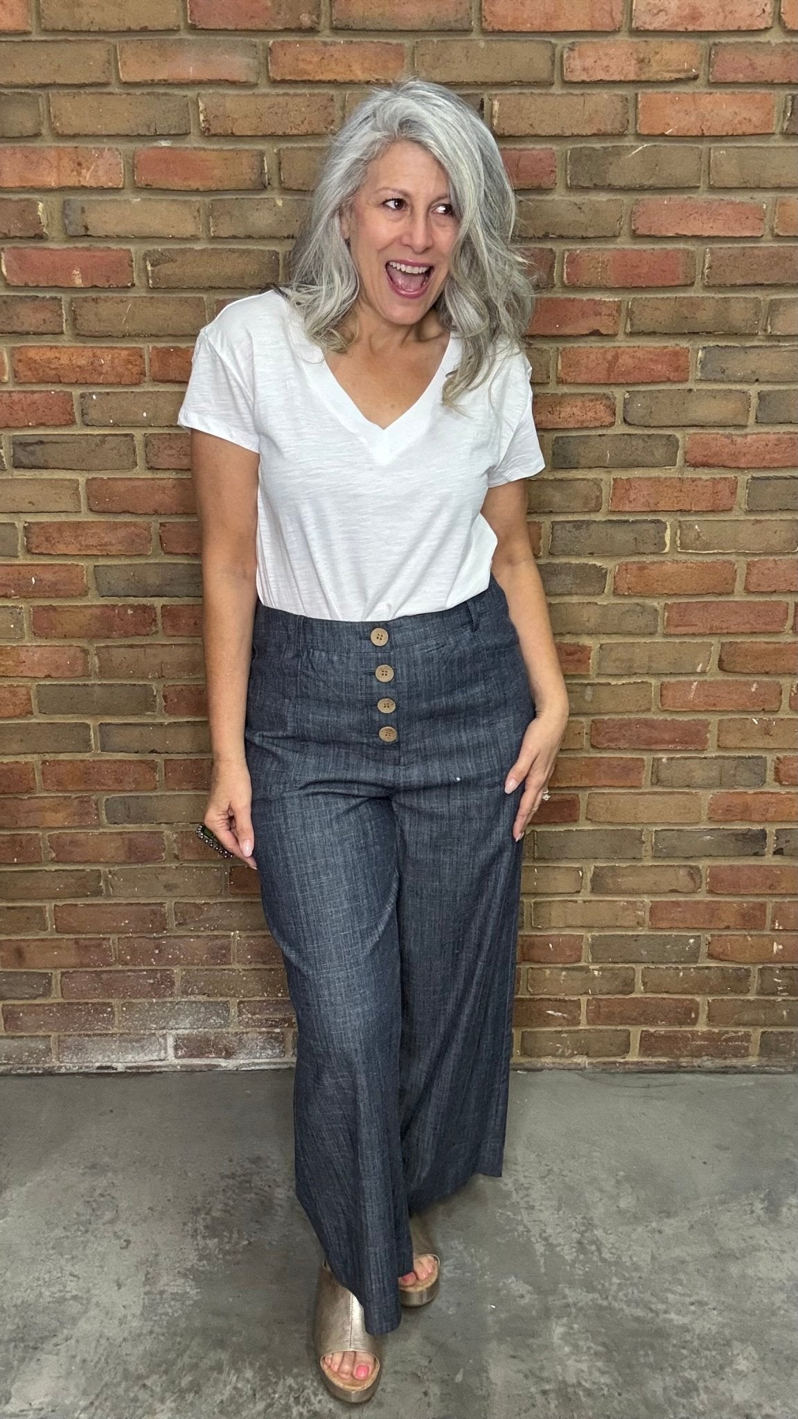 White Drop Shoulder V - Neck Top - Vintage Vault Boutique