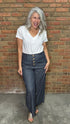 White Drop Shoulder V - Neck Top - Vintage Vault Boutique