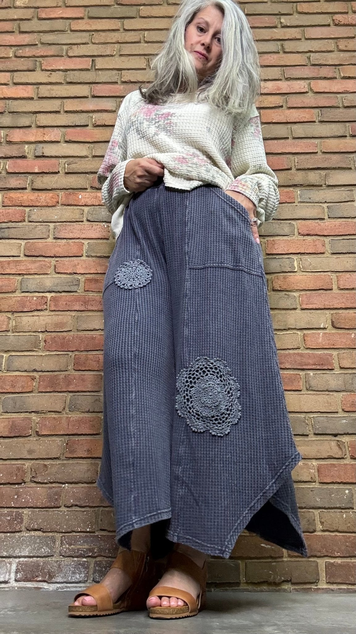 Midnight Blue Waffle Pant - Vintage Vault Boutique